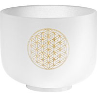 Campana Tibetana in Quarzo Bianco 8" Flower of Life, Nota Do#